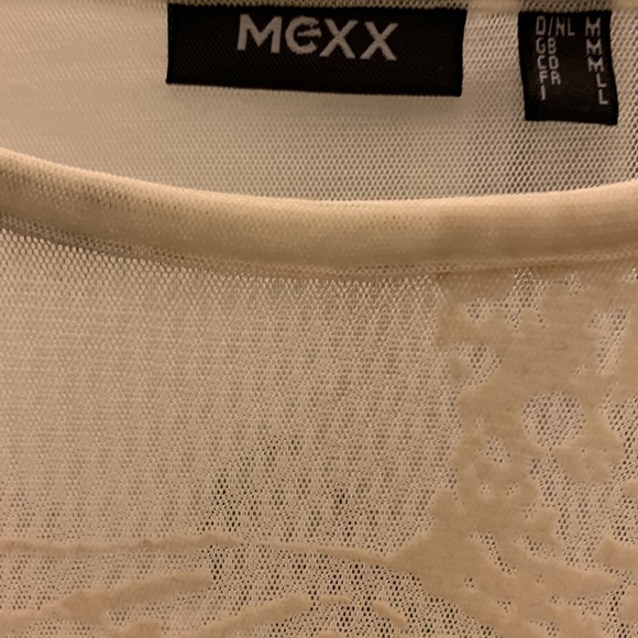 MEXX see through cream color mesh top with intricate crown and scroll design - Picture 6 of 8